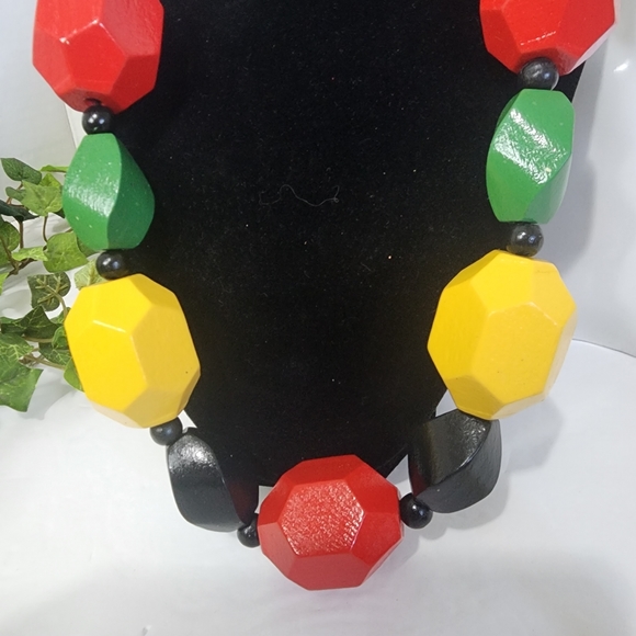 Chunky Bead Boho Ethnic Necklace Earrings Set - Picture 5 of 9